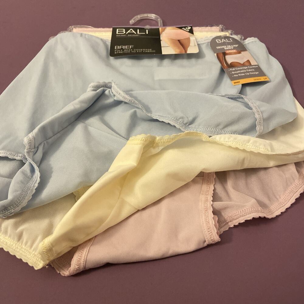 NEW! BALI SET OF 3 ! PARFAIT TONES ASSTD SKIMP SKAMP BRIEFS / Large /Size 7/$33